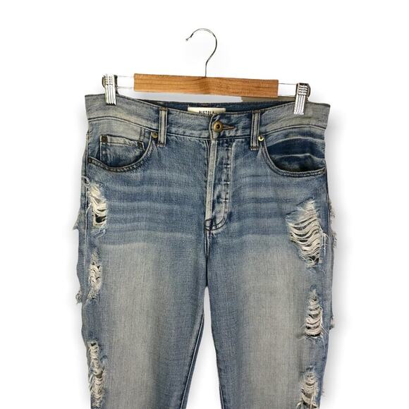 Pistola Relaxed Straight Distressed High Rise Jeans 26 Light Wash Button Fly - Picture 3 of 11